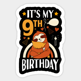 It's My 9th Birthday Sloth Sticker